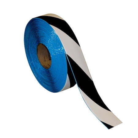 Superior Mark Floor Marking Tape, 2in x 100Ft , Black/White Hazard Stripe IN-50-232I
